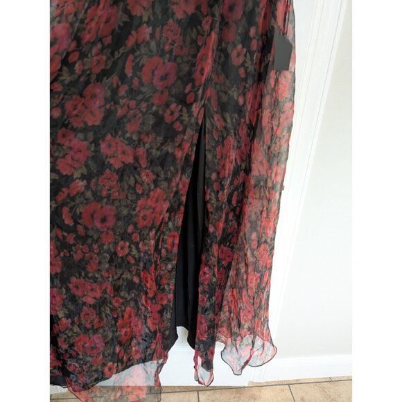 Lulus Garden Of Passion Organza Maxi Dress Black Red Floral Size L Wimsigoth - Picture 5 of 11